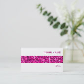 Glitz Roze stripe visitekaartje wit (Staand voorkant)