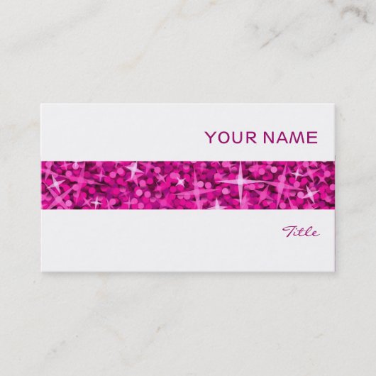 Glitz Roze stripe visitekaartje wit (Voorkant)