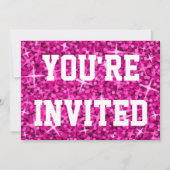 Glitz Roze U wordt uitgenodigd witte tekst Kaart (Voorkant)