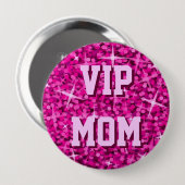 Glitz Roze 'VIP MOM'-knop Ronde Button 4,0 Cm (Voorkant /achterkant)