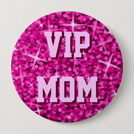 Glitz Roze 'VIP MOM'-knop Ronde Button 4,0 Cm (Voorkant)