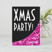 Glitz Roze zwarte kromme "Partij van de Kerst!" ui Kaart (Staand voorkant)