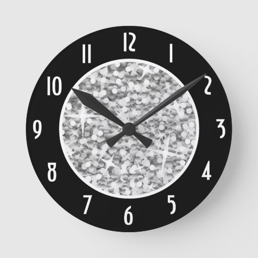 Glitz "Silver" Black "Numbers", klok rond (Voorkant)