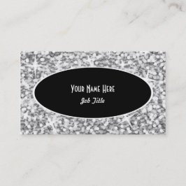 Glitz "Silver" Black Oval visitekaartje