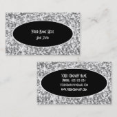 Glitz "Silver" Black Oval visitekaartje (Voorkant / Achterkant)