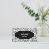 Glitz "Silver" Black Oval visitekaartje (Staand voorkant)