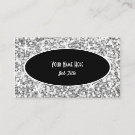 Glitz "Silver" Black Oval visitekaartje