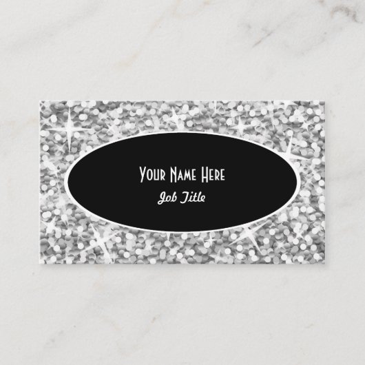 Glitz "Silver" Black Oval visitekaartje (Voorkant)