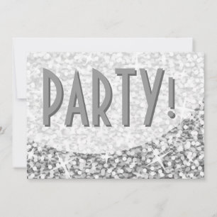 Glitz "Silver"-curve "Party!" uitnodiging