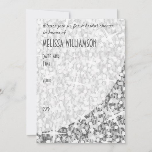 Glitz "Silver"-curve "Vrijgezellenfeest"-uitnodigi Kaart (Achterkant)