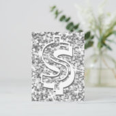 Glitz "Silver" dollar "$" briefkaart (Staand voorkant)