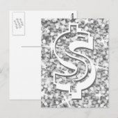 Glitz "Silver" dollar "$" briefkaart (Voorkant / Achterkant)
