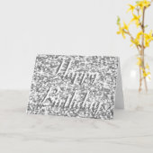 Glitz "Silver" "Happy Birthday"-kaarttekst Kaart (Gele Bloem)