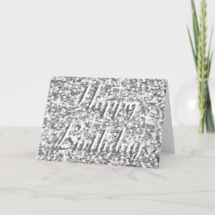 Glitz "Silver" "Happy Birthday"-kaarttekst Kaart