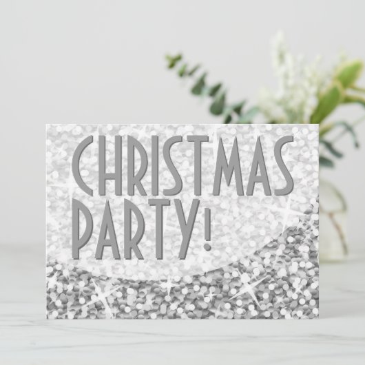 Glitz "Silver"-kromme "Kerstfeest"-uitnodiging Kaart (Staand voorkant)