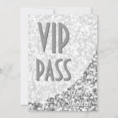 Glitz "Silver"-kromme "VIP Pass"-uitnodiging Kaart (Voorkant)