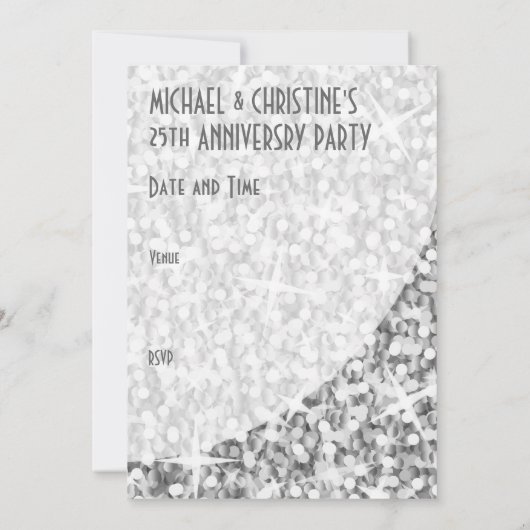 Glitz "Silver"-kromme "VIP Pass"-uitnodiging Kaart (Achterkant)