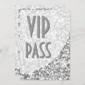 Glitz "Silver"-kromme "VIP Pass"-uitnodiging Kaart (Voorkant / Achterkant)