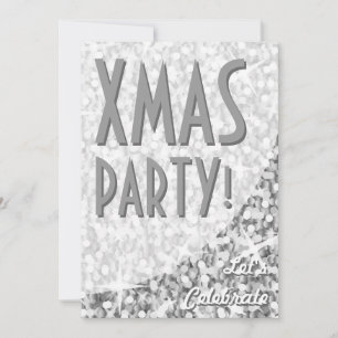 Glitz "Silver"-kromme "Xmas Party!"-uitnodiging Kaart