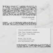 Glitz "Silver"-sjabloon voor witte stripe visiteka Visitekaartje (Voorkant / Achterkant)