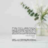 Glitz "Silver"-sjabloon voor witte stripe visiteka Visitekaartje (Staand voorkant)