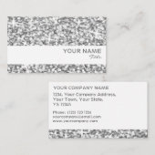 Glitz "Silver"-sjabloon voor witte stripe visiteka Visitekaartje (Voorkant / Achterkant)