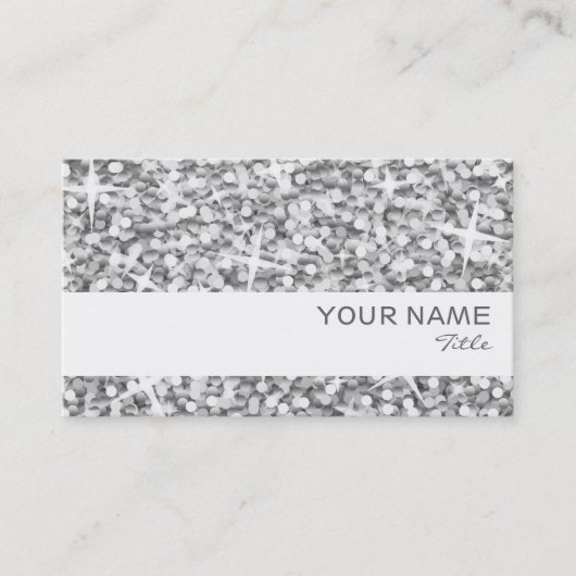 Glitz "Silver"-sjabloon voor witte stripe visiteka Visitekaartje (Voorkant)