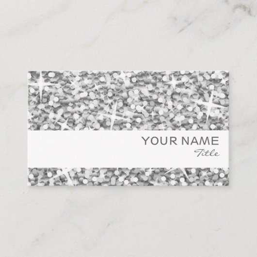 Glitz "Silver"-sjabloon voor witte stripe visiteka Visitekaartje (Voorkant)