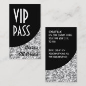 Glitz Silver 'VIP Pass' Black Curve-visitekaartje Visitekaartje (Voorkant / Achterkant)