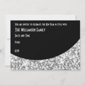 Glitz "Silver" zwarte kromme "New Year's Eve Party Kaart (Achterkant)