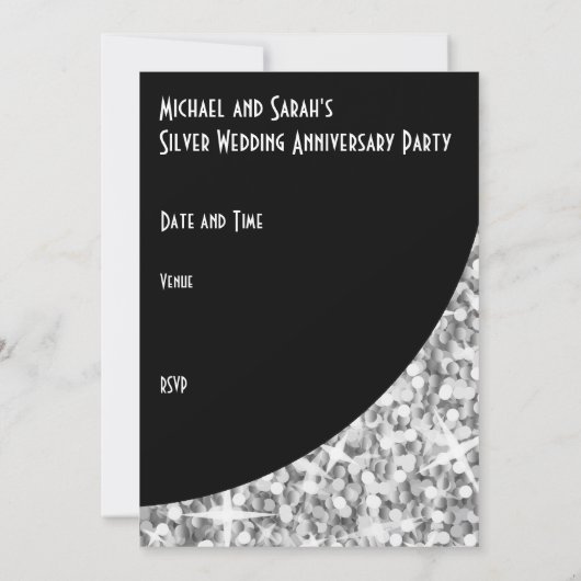 Glitz "Silver" zwarte kromme "VIP Pass"-uitnodigin Kaart (Achterkant)