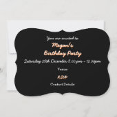 Glitz Sinaasappel 'Party!' zwarte ovale beugel Kaart (Achterkant)