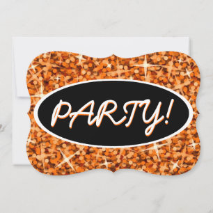 Glitz Sinaasappel 'Party!' zwarte ovale beugel Kaart