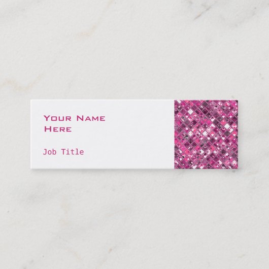 Glitz Tegels Hot Roze 1 kant wit Mini Visitekaartje (Voorkant)