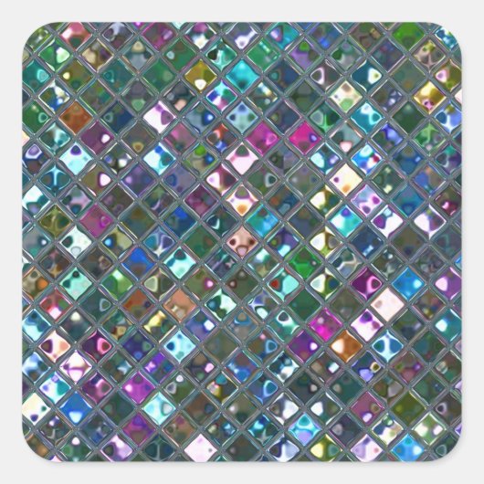 Glitz Tegels Meerkleurig 2 print sticker vierkant (Voorkant)