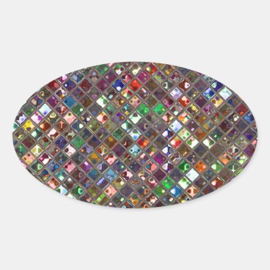 Glitz-Tegels Multicolf sticker ovaal (Voorkant)