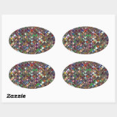 Glitz-Tegels Multicolf sticker ovaal (Vel)