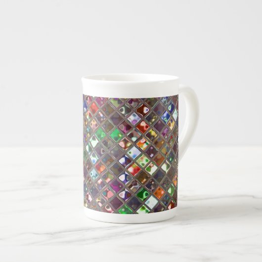 Glitz Tiles Multicolored print mok bone china (Voorkant rechts)