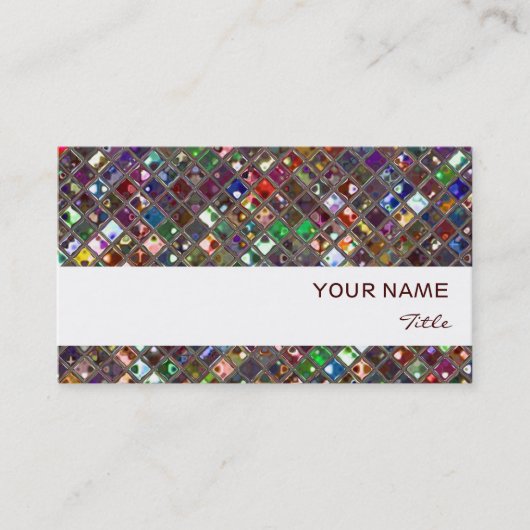 Glitz Tiles Multicolored print white stripe Visitekaartje (Voorkant)