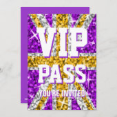 Glitz UK Gold 'VIP PASS'-uitnodiging Kaart (Voorkant / Achterkant)
