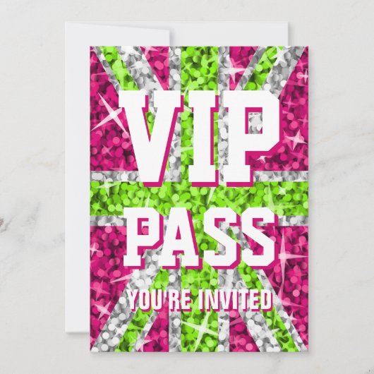 Glitz UK Limoen "VIP PASS"-uitnodiging Kaart (Voorkant)