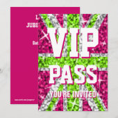 Glitz UK Limoen "VIP PASS"-uitnodiging Kaart (Voorkant / Achterkant)
