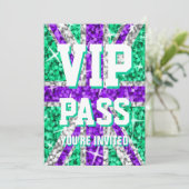 Glitz UK Paarse "VIP PASS"-uitnodiging Kaart (Staand voorkant)