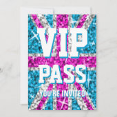 Glitz UK Pink "VIP PASS"-uitnodiging Kaart (Voorkant)