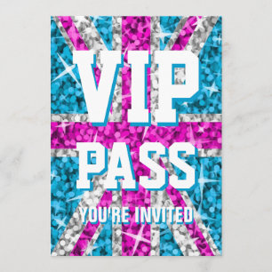 Glitz UK Pink "VIP PASS"-uitnodiging Kaart