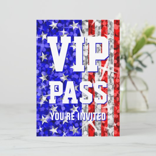 Glitz USA 'VIP PASS'-uitnodiging Kaart (Staand voorkant)