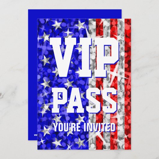 Glitz USA 'VIP PASS'-uitnodiging Kaart (Voorkant / Achterkant)