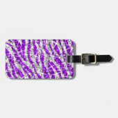 Glitz Zebra Paars "text"-bagagelabel Bagagelabel (Voorkant horizontaal)