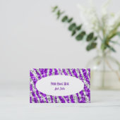 Glitz Zebra Paars White Oval visitekaartje (Staand voorkant)