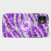 Glitz Zebra Paarse monogram iPhone hoesje paarse (Achterkant (horizontaal))